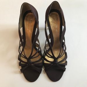 New York Transit Brown Satiny Cage Pumps sz 8.5